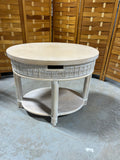 Oval Side Table with Rattan Accents