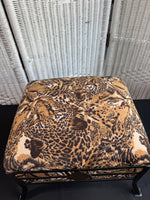 Velvet Feel Cheetah Fabric & Metal Foot Stool/Ottoman