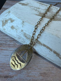 Long Sailboat Medallion Vintage Gold Tone Necklace