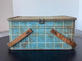 Blue Vintage Metal Picnic Basket