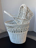 Pair of White Woven Wicker Baskets