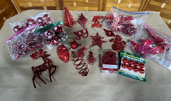 Red Christmas Ornament Lot