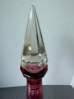 Large Bohemia Venetian Gilt Cranberry Glass Decanter with Stopper