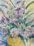 Drapery & Daisies Original Watercolor by Ginger Olansen; Signed