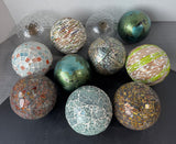 11-Piece Assorted Decorative Glass Orbs in Basket