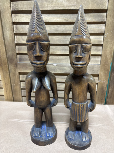 Vintage Carved Yoruba Ibeji Twin Pair- Made in Nigeria
