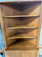 Arne Wahl Iverson Danish Teak Veneer Mid Century Modern Two Piece Corner Cabinet
