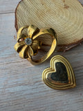 Pair of Gold Tone Heart Brooches (B)