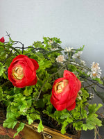 Faux Ranunculus Arrangement in Metal Planter