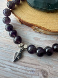 Lia Sophia Purple Beaded Stretch Bracelet with Large Smoky Accent Stone