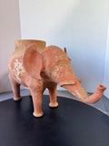 Rustic Terra Cotta Clay Elephant Plant Stand or Small Garden Stool