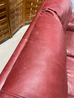 Natuzzi Leather Love Seat, deep red tone