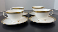 (C) 8- Piece Royal Doulton England Clarendon Fine Bone China Pedestal Teacups & Saucers Set