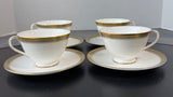 (C) 8- Piece Royal Doulton England Clarendon Fine Bone China Pedestal Teacups & Saucers Set