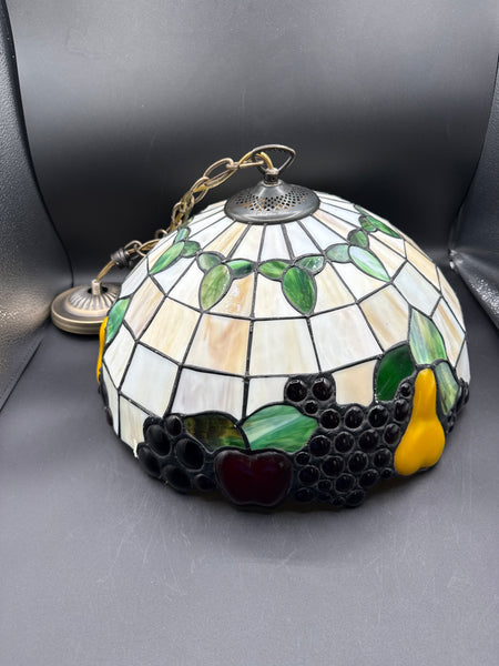 Tiffany Style Hanging Pendant Stained Glass Fruit Chandelier Light — Vintage — WORKS