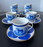 14-Piece Leopard Lazuli by Lynn Chase Teacups & Saucers (F)
