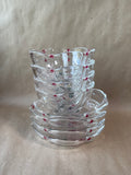 8 Piece Clear Glass Floral Dish Set