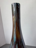 Murano Style Blue & Brown Large Glass Vase