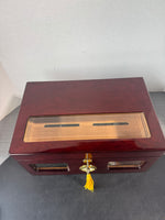 Quality Importers Venetian Cherry Wooden & Glass Humidor with Key & Accessories