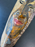 Sejati of Bali Hand Carved Wooden Aflame Mask with Batik Fabric