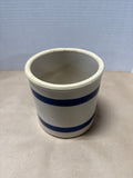 Blue Striped Crock By Roseville Pottery