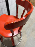 Reddish/Orange Painted Swivel Bar Stool