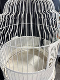 Shabby Chic Vintage Metal Bird Cage with Cast Iron Floor Stand