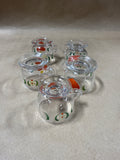 (A) Set of Painted Floral And Heart Tea/Espresso Glasses — Set Of 5 With box