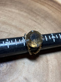Faux Smokey Topaz Adjustable Ring
