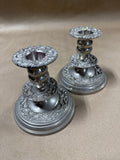 Pair Of Ornate Silver Plate Candle Holders
