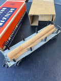 No. 2412 Flat Car Vintage Lionel Train for “O” Gauge Track with Logs, Box & Box Liner