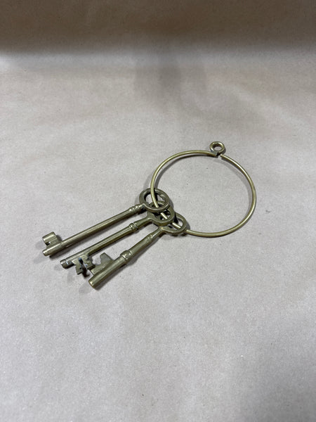 Brass Skeleton Keys On Ring — 3 Keys