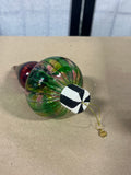 Multicolor Glass Ornament with Black & White Glittered Cap, 3 Available, PRICED INDIVIDUALLY