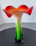 Murano Style Large Calla Lily Art Glass Flower Vase