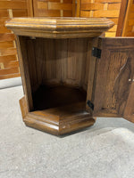 Octagonal End Table with Cabinet and Glass Top