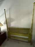 Green Queen Bamboo/Cane Headboard with Metal Frame & Wooden Slats
