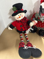 Lot Of 3 Red Black And White Snowmen