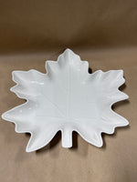 (B) White Ceramic Leaf Tray
