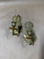 Pair Of Brass Pineapple Wall Candle Sconces