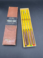 Set Of 4 Fondue Forks With Rosewood Handles