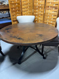 Round Hammered Copper Top Dining Table with (4) Chairs ***HEAVY ITEM***READ DETAILS ON PICK UP POLICY***