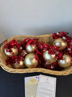 Basket of Quacker Factory Glass Ball Ornaments