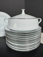 39-Piece RC Royal Ceramics Japan Silver Rimmed White China Set