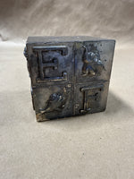 Silver Plate Cube ABC Piggy Bank