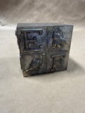 Silver Plate Cube ABC Piggy Bank