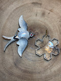 Bird Pin & Crystal Snowflake Pendant