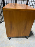 Petite Teak Veneer Desk on Casters