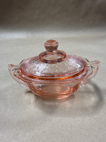 Anchor Hocking Princess Pink Depression Glass Creamer & Sugar With Lid