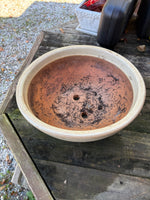 Large Shallow Green Glazed Terracotta Planter (Two Available)
