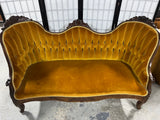 Antique Sofa, Gold Fabric***HEAVY ITEM***READ DETAILS ON PICK UP POLICY***